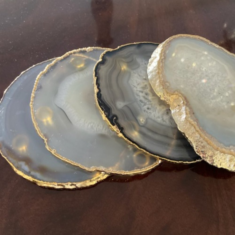 Gold Agate Coasters-Set of 4 - Picture 2 of 3